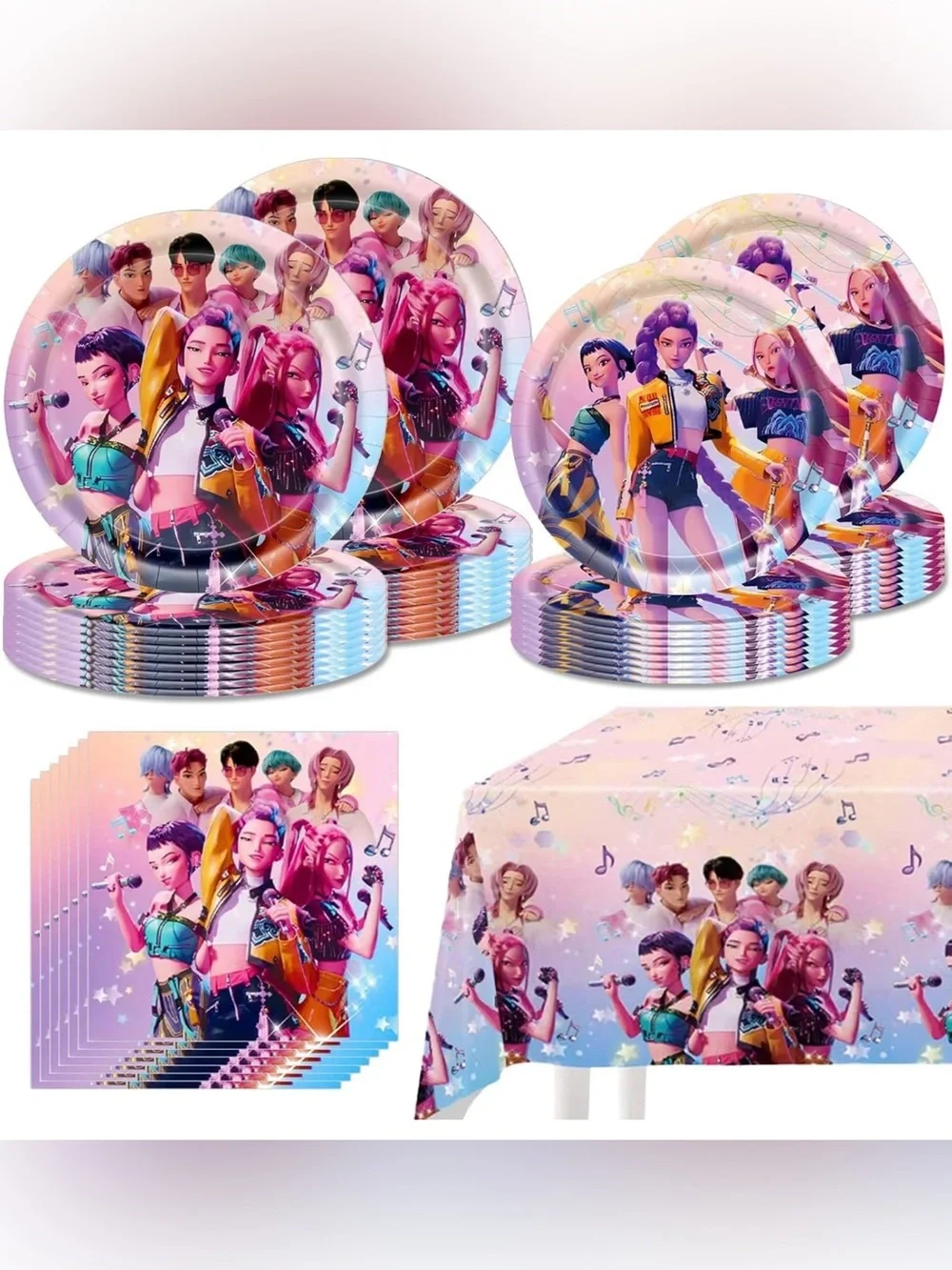 K-pop Demon Hunters Party Tableware, Plates, Napkins and Tablecloth